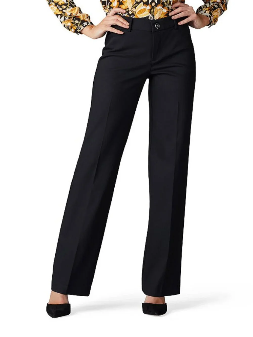 Lee Women's Flex Motion Regular Fit Trouser Pants, Size 16, Medium, Black, NWT - Picture 1 of 4